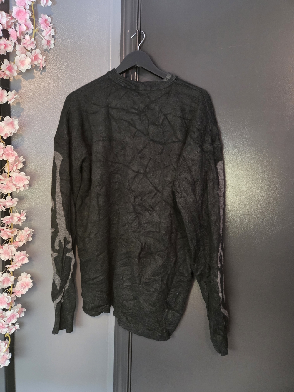 Men's Black Skeleton Knit Sweater - Picture 5 of 5